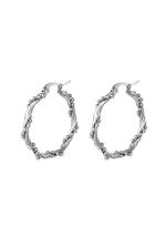 Silver / Hoop earrings with twisted pearls large Silver Stainless Steel 